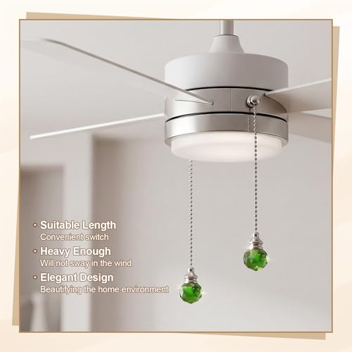 Image of Norme 6 Pcs Ceiling Fan Pull Chain Light Pull Chain Decor,Red Blue Green | Acrylic Ceiling Fan Ornaments with 11.8'' Extension Chains Silver, Decorative Replacement for Light