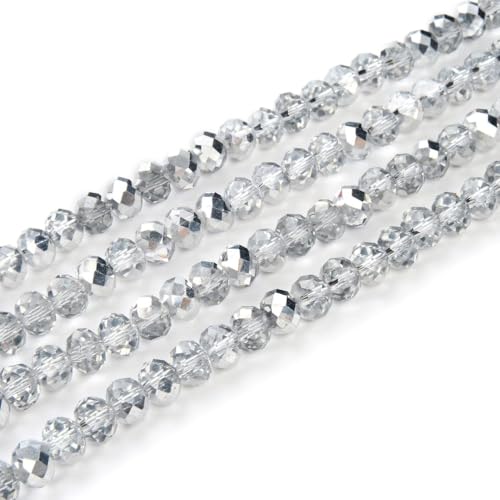 Image of 350pcs Czech Faceted Rondelle Crystal Glass Beads 8mm Bulk Silver Shade