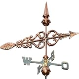 Linneborn 3D Wetterfahne, Wetterhahn Motiv Pfeil aus Kupfer inkl. Befestigung. 55 cm lang Windrichtungsanzeiger Windspiel fürs Dach
