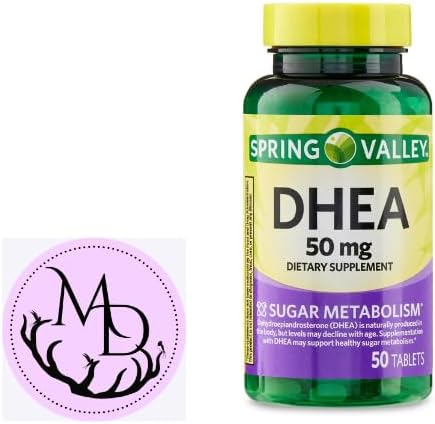 Miniatura 9 de Spring Valley - Tabletas DHEA, 50 mg, 50 unidades + calcomanía Dri Store (paquete 1 botella)