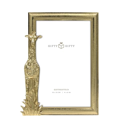 GIFTY GIFTY Marco de fotos de jirafa de pie, 4 x 6 pulgadas, para exhibición vertical en mesas, perfecto para decoración del hogar, boda, vacaciones, graduación, aniversario o cualquier foto de hito