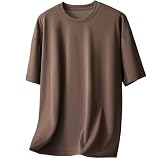 [W Wonyo] 機能 SORONA 無地 Tシャツ メンズ 半袖 涼しい 夏服 吸汗速乾 ドライ ティーシャツ 冷感 UVカット トップス 伸びる スーパーストレッチ 中薄 インナー 抗菌消臭 イージーケア 人気 定番 シンプル 衣替え 大きいサイズ 部屋着 ルームウェア tshirt men 春 夏 coffee 2XL