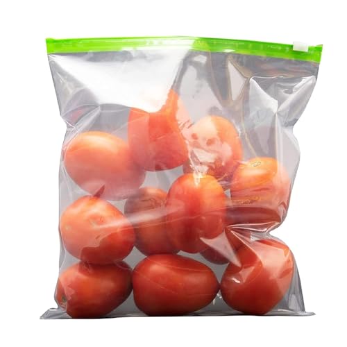 Image of Vegetable Bags Fridge Storage Bag Sabji Fruits Pouch Refrigerator Produce bags, Leakproof Food Storage Bags for Marinate Meat, Vegetables, Fruits Organization (20 PCS GREEN ZIPPER BAG)