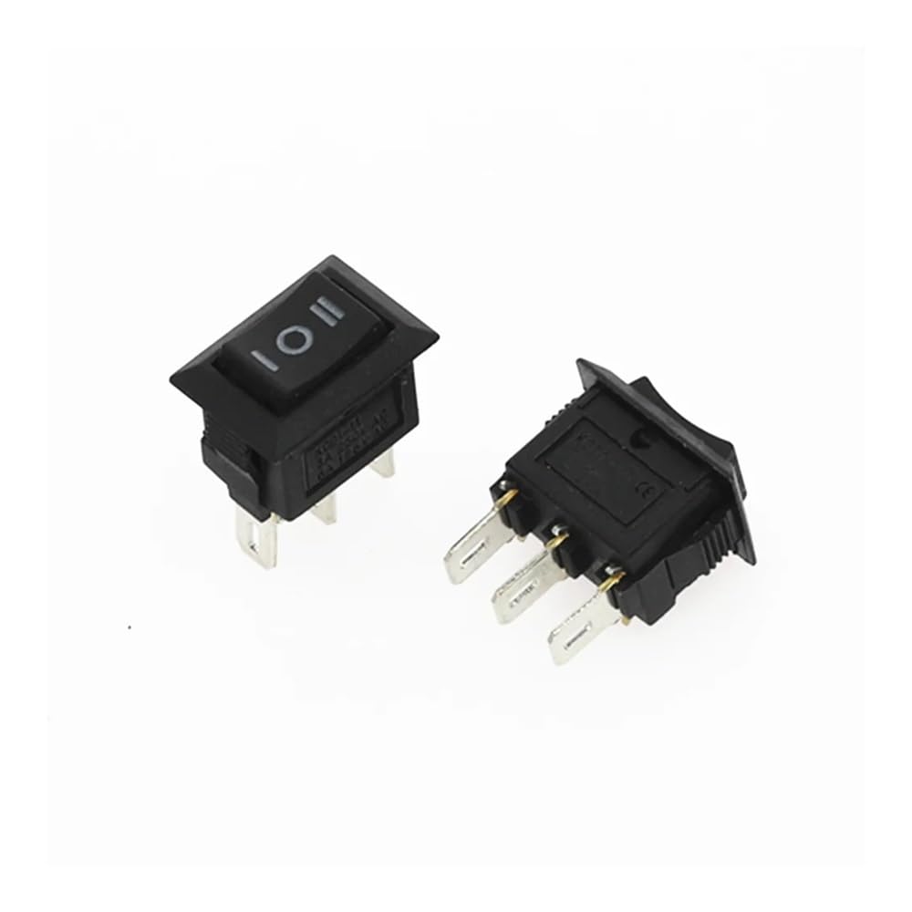 POWTAXBJGD 10Pcs Push Button Switch 10x15mm SPST 3Pin 3A 250V KCD11 Snap-in On/Off On/Off/On Rocker Switch 10MM*15MM Black Red(10x15-3D3P)