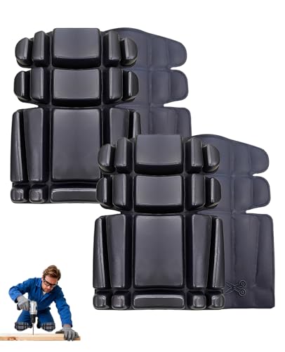 DASHUI 4 Stück Kniepolster Arbeitshose Beschützerisch Einfügen Flexible Wasserfest Knieschoner Arbeiten Schaum Anpassbar Kniepolster für Sport Bauarbeiten Gartenarbeit Schwarz