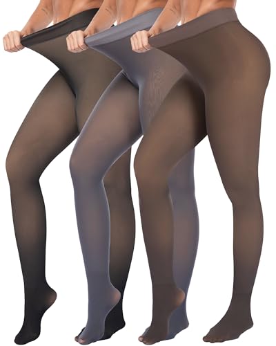 Image of ATHVOTAR Fleece Lined Winter Tights Women - Thermal Warm Opaque Pantyhose Thick Sheer Leggings