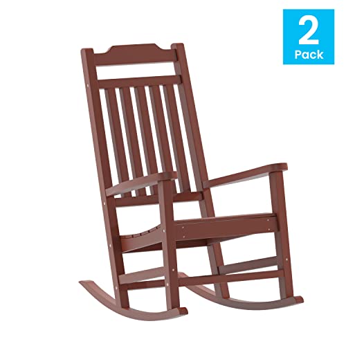 Image of Flash Furniture Winston All-Weather Poly Resin Rocking Chair in Red