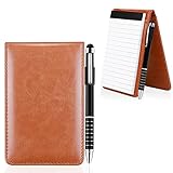 Cuaderno Pequeño,Cuaderno de bolsillo A7 con cubiertas de piel,Con 50 Papeles Pautados Y Con Bolígrafo de Metal,Pequeño Cuaderno Mini de Bolsillo De Negocio De PU Cuero