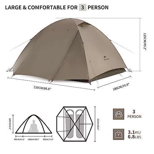 image for Naturehike P Series 2 Person Tent for Camping, 3 Season Lightweight Ba