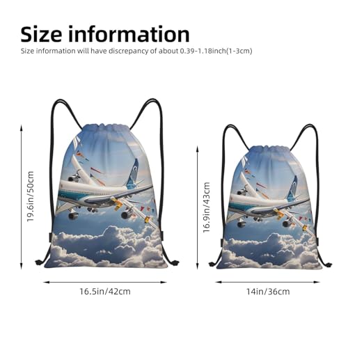 Drawstring Backpack Airplane Drawstring Bag Sports String Bag Gym Sackpack for Women Men2