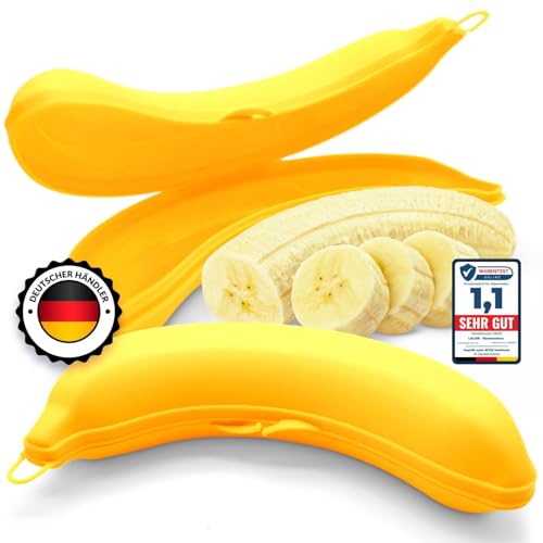 LALOB Bananenbox 2er Set - BPA-frei spülmaschinenfest stabil - Bananendose Bananenschutz Bananaholder - Obstbox Lunchbox Brotdose Snackbox - Aufbewahrung für unterwegs Schule Büro Reisen
