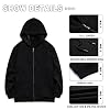 AOTORR Mens Hoodies Zip Up Fleece Jacket Casual Hooded Coat Full Zip Hoody Warm Tops Sweatshirt with Kangaroo Pockets Black S #4