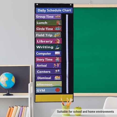 Calendario de aprendizaje visual con tabla de horarios diarios para profesores de aula en casa 3