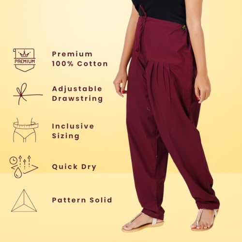 Image of Happy Bunny Salwar Pant - Modern Style Pure Cotton for Women - Ethnic Semi Patiala Trouser - Office,Home - All Day Comfort Wear with Drawstring