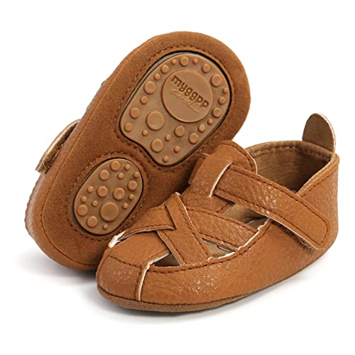 RVROVIC Baby Boys Girls Sandals Premium Soft Anti-Slip Rubber Sole Infant Summer Outdoor Shoes Toddler First Walkers(12-18 Months Toddler,2-Brown)