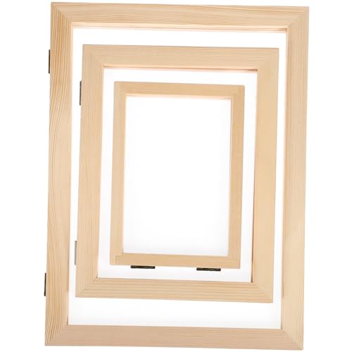 Gogogmee 3Pcs Wooden Paper Making Frame Natural Crafting Screens for Homemade Paper Includes Easy to Clean and Use