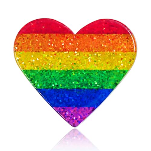 Image of LGBTQ+ Pride Pins - Rainbow Heart Flag Lapel Brooch Pin Badge Progress Pride Bisexual Transgender Nonbinary Lesbian Pansexual LGBTQ Accessories for Jackets Backpacks Hats