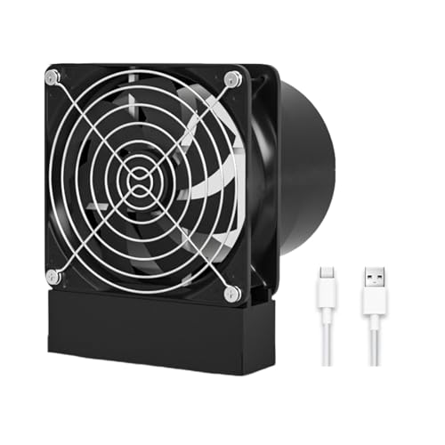 MARCBUSE Delicado ventilador eléctrico de 3 velocidades, carga USB, motor de 2200 rpm, malla metálica, protector para taller, circulación de aire, ABS, extractores, ventiladores