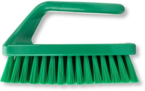 Image of SPARTA Scrub Brush with Iron Shaped Handle and Stiff Bristles, Heavy Duty Scrubber Brush for Kitchen, Bathroom, Shower, Tile, Sink, Carpet and Bakepans, Polypropylene, 6 Inches, Green