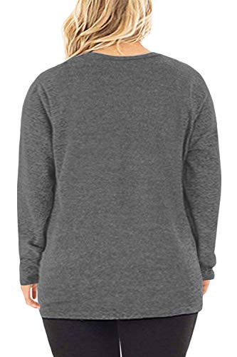 Image of DOLNINE Womens Plus Size Knotted Tops Long Sleeve Tee Shirts Loose Casual Blouse