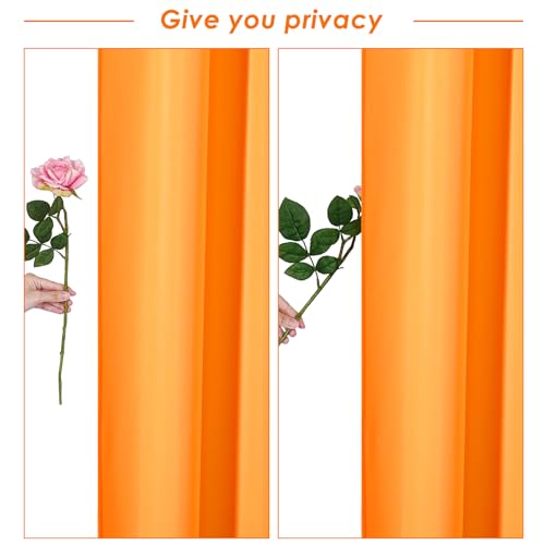 Image of Orange Backdrop Curtains 4 Panels 5ft x 8ft Polyester Wrinkle Free Fabric Photo Drapes for Backdrop Parties Home Halloween Decorations