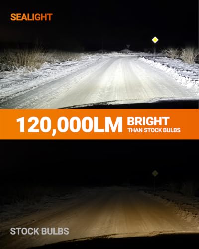 Image of SEALIGHT 9007 Bulbs, 120,000LM 17X Brightness, 9007 6500K White, IP68 Waterproof 80,000Hrs Lifespan, 5X Heat Dissipation Driving Bulbs, Plug and Play, 2 Pack