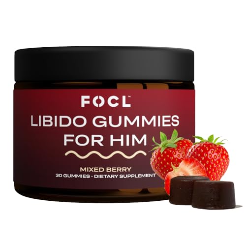 FOCL Male Libido Booster with Horny Goat Weed, Damiana, Tribulus Terrestris for Men - Supports Healthy Levels, Boost Stamina, Performance, Endurance, Male Enhancing Supplement Gummies