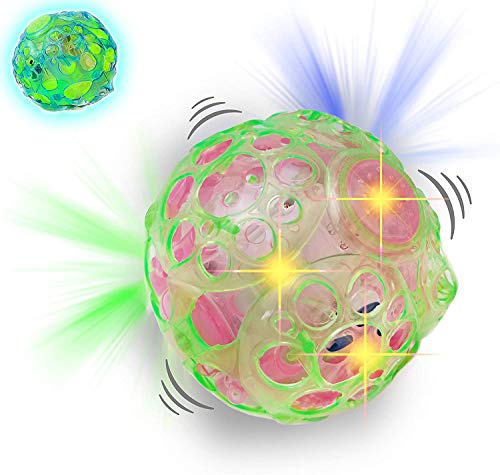 Haktoys Light Up Bouncing Ball, 4â€ Vibrating Crazy Fun Toy with Flashing Bright Lights, Music and Sound (Batteries Not Included, Colors May Vary)