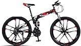 【Bicicleta de montaña plegable】 Está equipada con un clip de liberación rápida, que ayuda a doblar rápidamente la bicicleta, se puede plegar y guardar fácilmente en la esquina del apartamento o en el maletero de su automóvil, y se puede llevar. pliegue: 100 * 95 cm