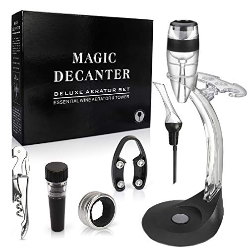 YOBANSA decanter per vino di lusso, porta bicchiere per vino, aeratore per vino, decanter per vino con supporto per stand, accessori per vino per vino cavatappi, tappo per vino e versatore vino