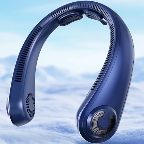 AUIIAH Neck Fan - Portable Personal Cooling Bladeless Around the Neck Fans that Blow Cold Air Rechargeable with 5 Speeds, Neck Support for Hot Flashes, Disneyland, Travel, Cooler Gift for Women Men