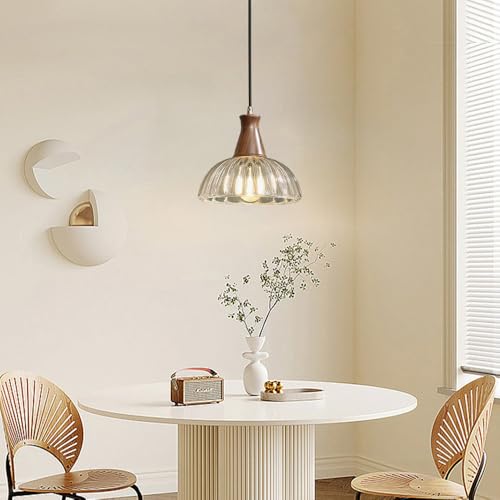 Lámparas de suspensión para comedor estilo industrial con madera auténtica 4