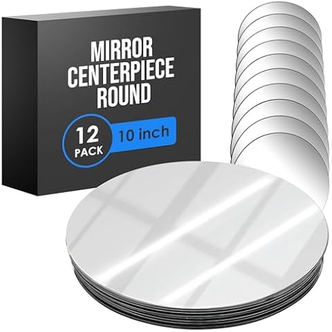 Houseables Mirror Centerpieces, 12 Pk, 10", Glass Cover