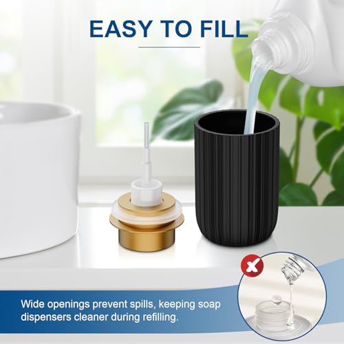 Image of Ceramic Foaming Soap Dispenser, 12 oz Bathroom Foam Hand Soap Dispenser, Refillable Lotion Soap Dispenser with Removable Pump for Kitchen Hand Wash Dispenser, Modern Home Decor (Black)