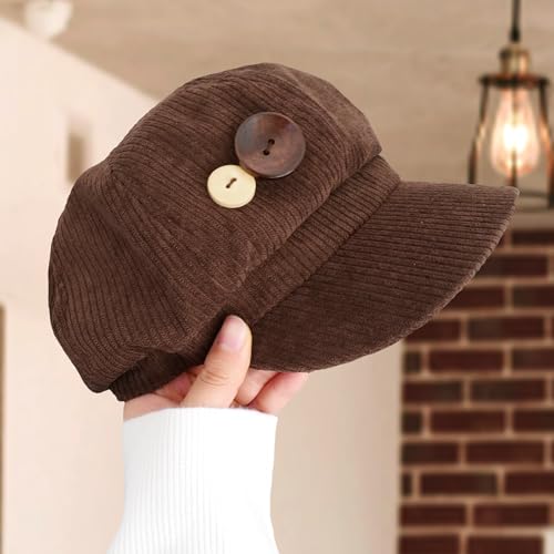 Gorro Boina Marrón para Mujer Vintage de Pana miniatura 6