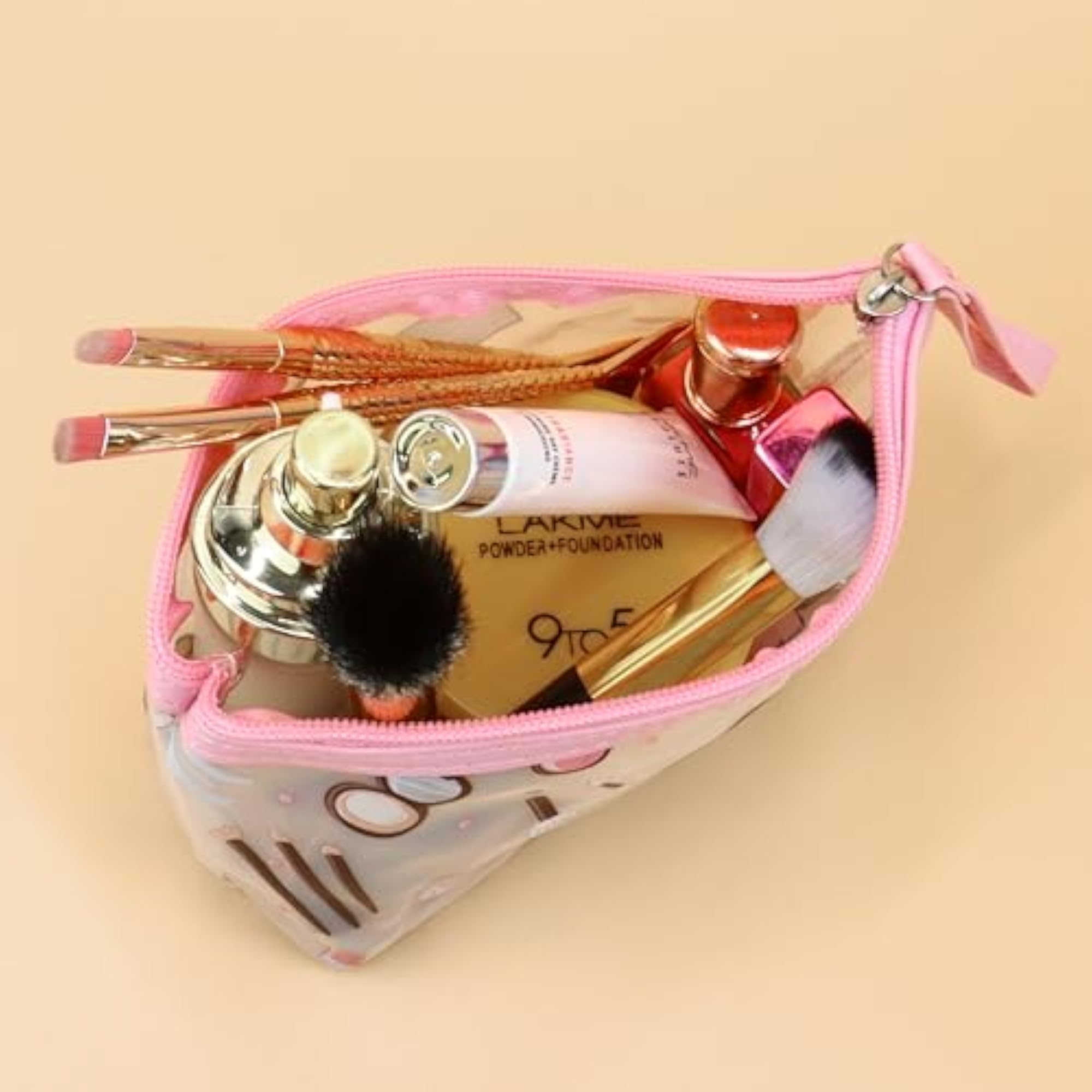 PU Printed Makeup Pouch for Women, Small Transparent Cosmetic Pouch