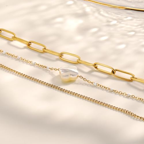 YADUDA Dainty Four Leaf Clover Bracelet for Women 18K Gold Plated Stainless Steel Lucky Clover Link Bracelets Wrist Jewelry for Women2