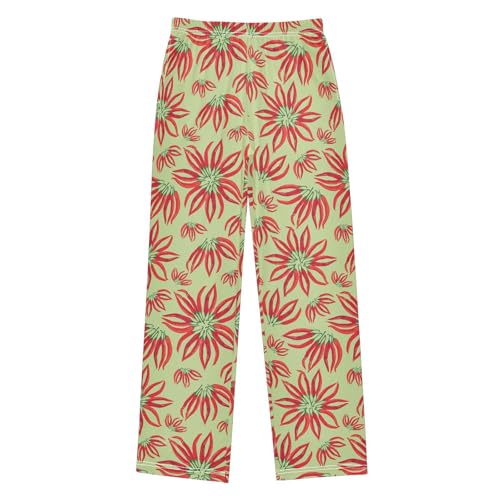 ZZXXB Chilli Flowers Boys Long Pants Soft Trousers Elastic Waist Kids Lounge Bottoms with Pockets S-XL