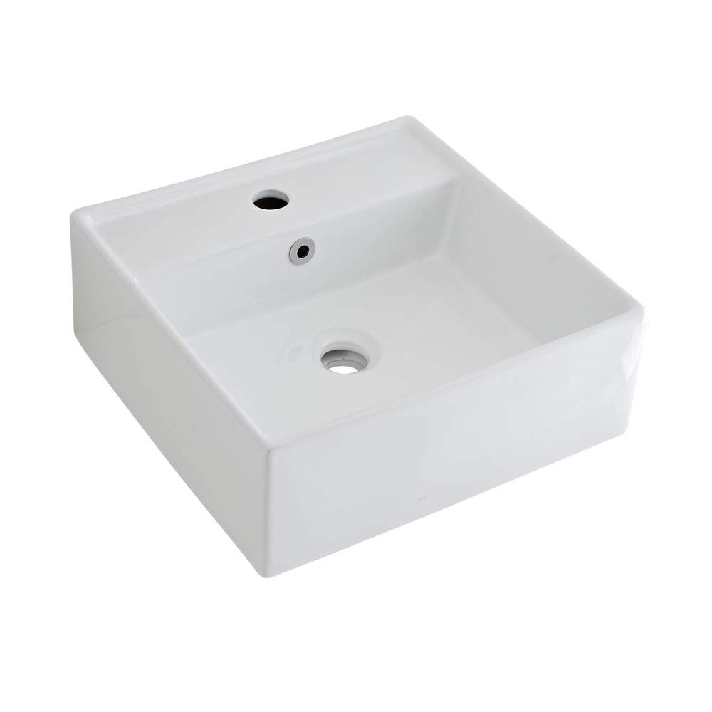Milano Dalton White Ceramic Countertop Wall Hung Bathroom Basin Sink - 410mm x 410mm