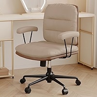 Amazon.com: SUGOLD Khaki Leather Desk Chair with Arms