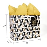 BIOBROWN 33cm Large Happy Birthday Gift Bag with Tissue Paper and Greeting Card, Black gold with Foil Design, Perfect for Mens Birthday - Image 2