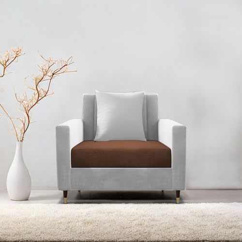 Image of Casaliving Garcia 1 Seater Sofa Set for Living Room (Brown Grey Colour) Premium Fabric Sofa