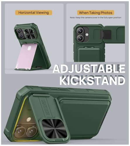 Image of SSLOTSCASE for iPhone 17 Case with 2X Glass Screen Protector, Green
