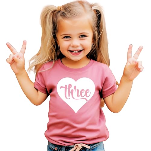 Third Birthday Shirt for Girls Three in Heart 3rd Birthday Outfit for Toddler Girls2