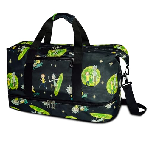 Funny Travel Duffle Bag, Gym Weekend Bags with Shoe Compartment, Sport Dance Bag, Hospital Bag for Labor and Delivery, Sleepover Overnight Athletic Bag (Black-1)