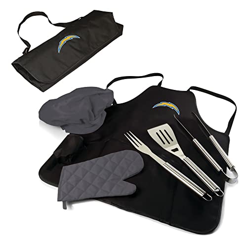 Image of Picnic TIME BBQ Apron Tote Pro Grill Set, (Black with Gray Accents)