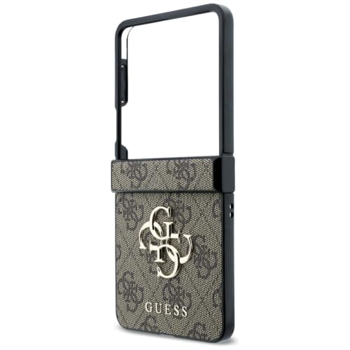 Image of CG MOBILE Guess [Official Licensed], Protective Case Designed for Galaxy Z Flip 8 | 4G PU Case with Big 4G & Classic Metal Logo - Brown