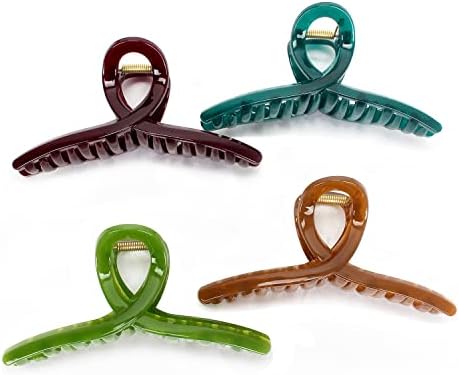 Big Claw Large Butterfly 5" Oversize Acrylic Hair Clips for Long Thick Hair Barrette Accessories Christmas Gift for Women's and Girl's (4 Pcs)