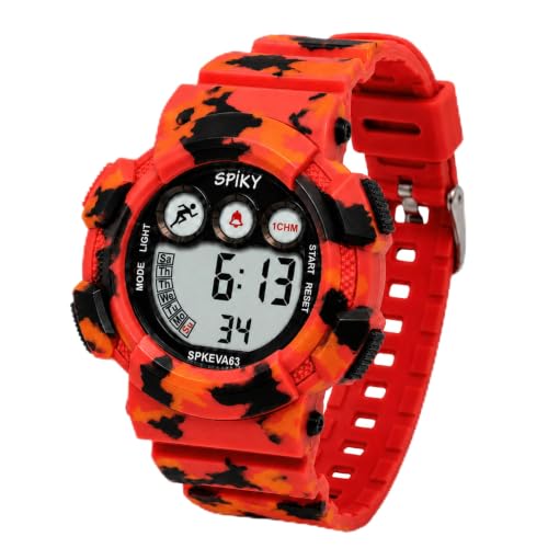 Image of SPIKY Round Digital Sports Watch for Kids | Military, Camouflage Design | Multifunctional & Luminous Display | 30M Water Resistant | Best Birthday Gift Wrist Watches for Boys & Girls | Age 2-12 Years
