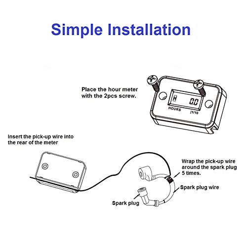 image for NKTECH NK-HS2 Inductive Hour Meter for Gas Engine Lawn Mover Marine AT